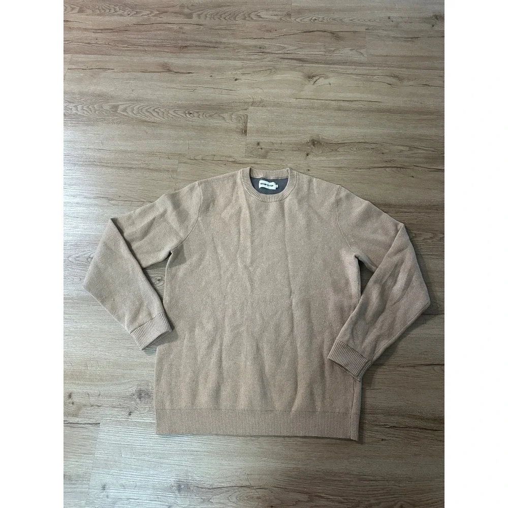 Taylor Stitch Sweater Mens 40 Medium Tan Wool Blend Crewneck Knit Pullover